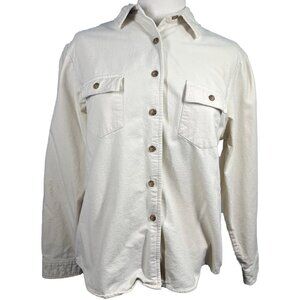 L.L. Bean Women’s L Regular Heavyweight Shirt Jacket Cream 100% Cotton